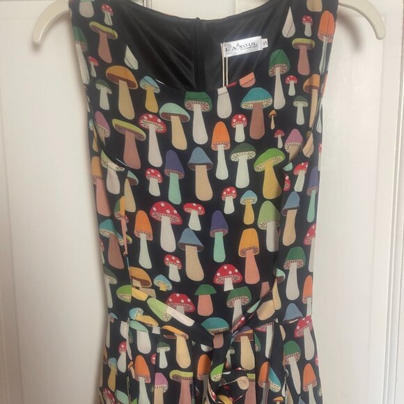 La Soul Mushroom Sleeveless Fit & Flare Dress  - S - Picture 3 of 4